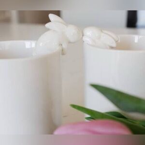 Set of 2 Indigo  Rabbit Love Bunnies 3D Mugs Teacups Coffee Cup